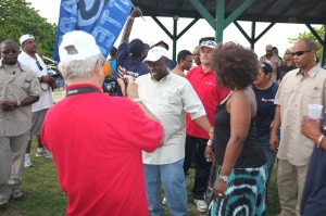 Kenneth Mapp interacting with supporters at Cramer's Park.