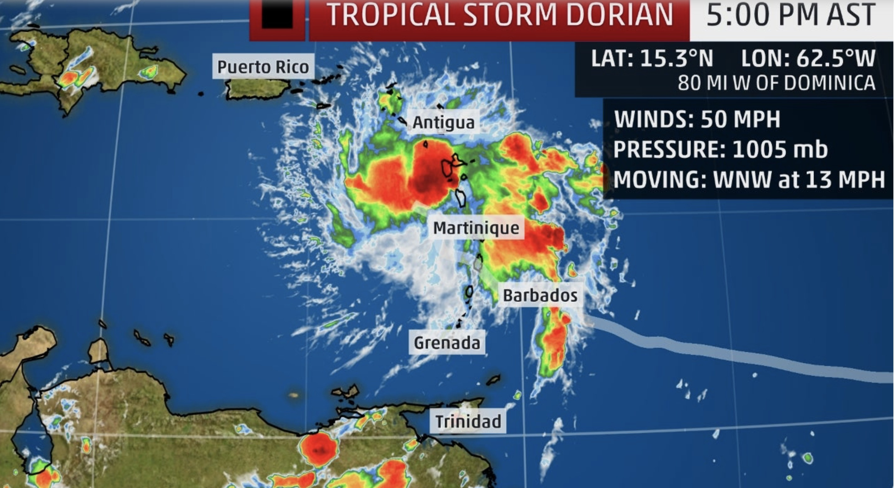 USVI Now Under Tropical Storm Warning As Dorian Expected To Tilt North; Lt. Gov. Roach Urging Residents To Be Prepared
