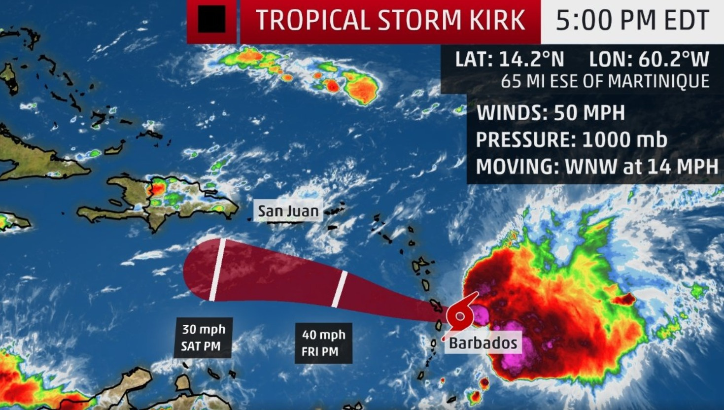 Kirk Bringing Strong Wind, Heavy Rain To Lesser Antilles; St. Croix Expected To Be Soaked This Weekend