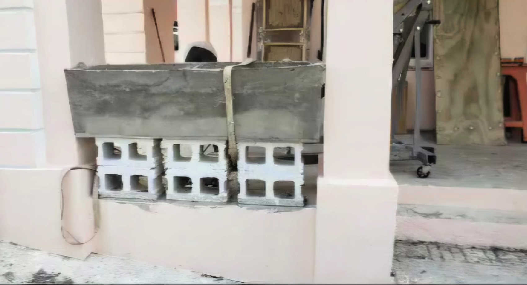 Cinderblocks and concrete planter installed at 16AA Church Street, Christiansted without HPC authorization must be removed, commission says.