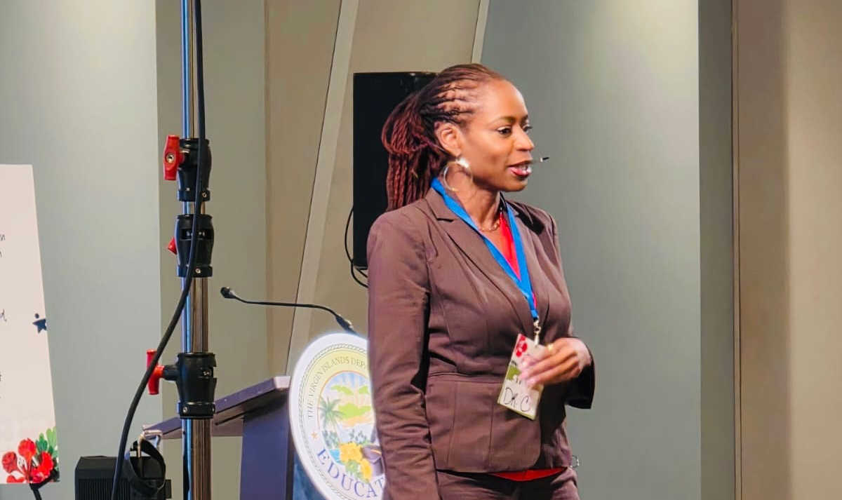 Dr. Vincentia Paul-Constantin speaks during an education event. She will lead VIDE workshops October 13–15, helping parents recognize student mental health concerns, identify suicide warning signs and access support resources.