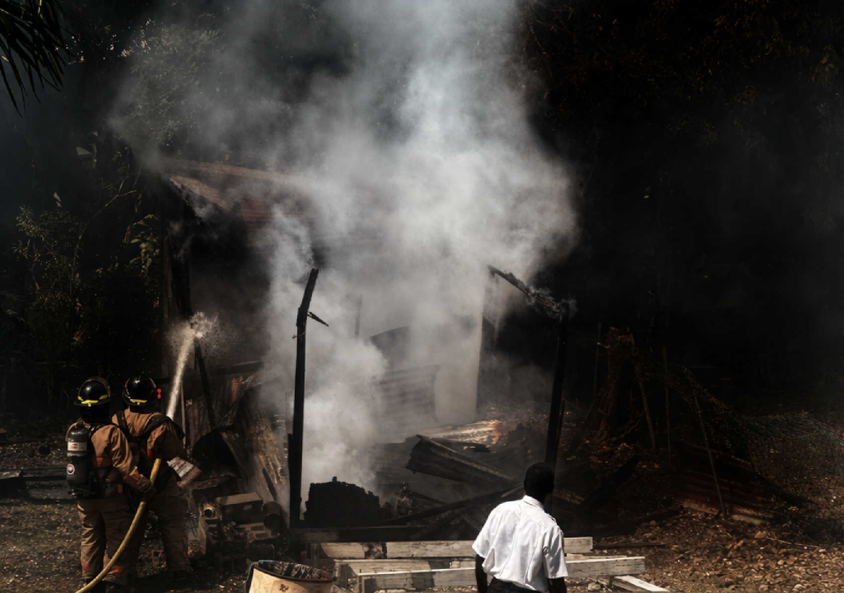 Scene of the fatal structure fire on East Street in downtown Christiansted, where one person died Wednesday afternoon.