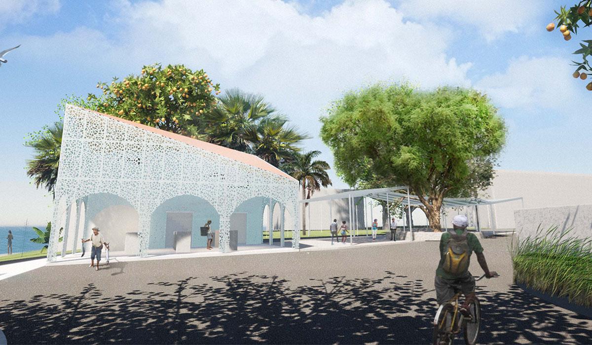 A conceptual rendering of the proposed Frederiksted Fish Market redevelopment, which drew scrutiny from Senator Kurt Vialet over its nearly $2 million estimated cost during a Senate committee hearing.