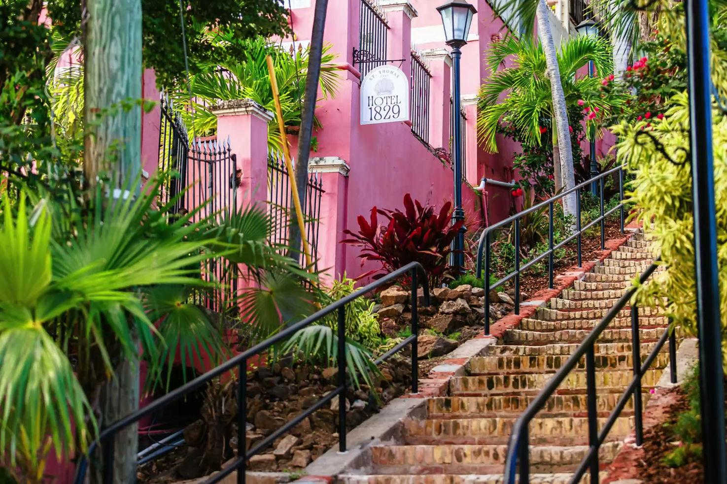 Hotel 1829 in downtown Charlotte Amalie, St. Thomas. Celtic Bank is seeking foreclosure on the property and At Home in the Tropics, alleging at least $3.62 million is owed on an SBA-backed loan.