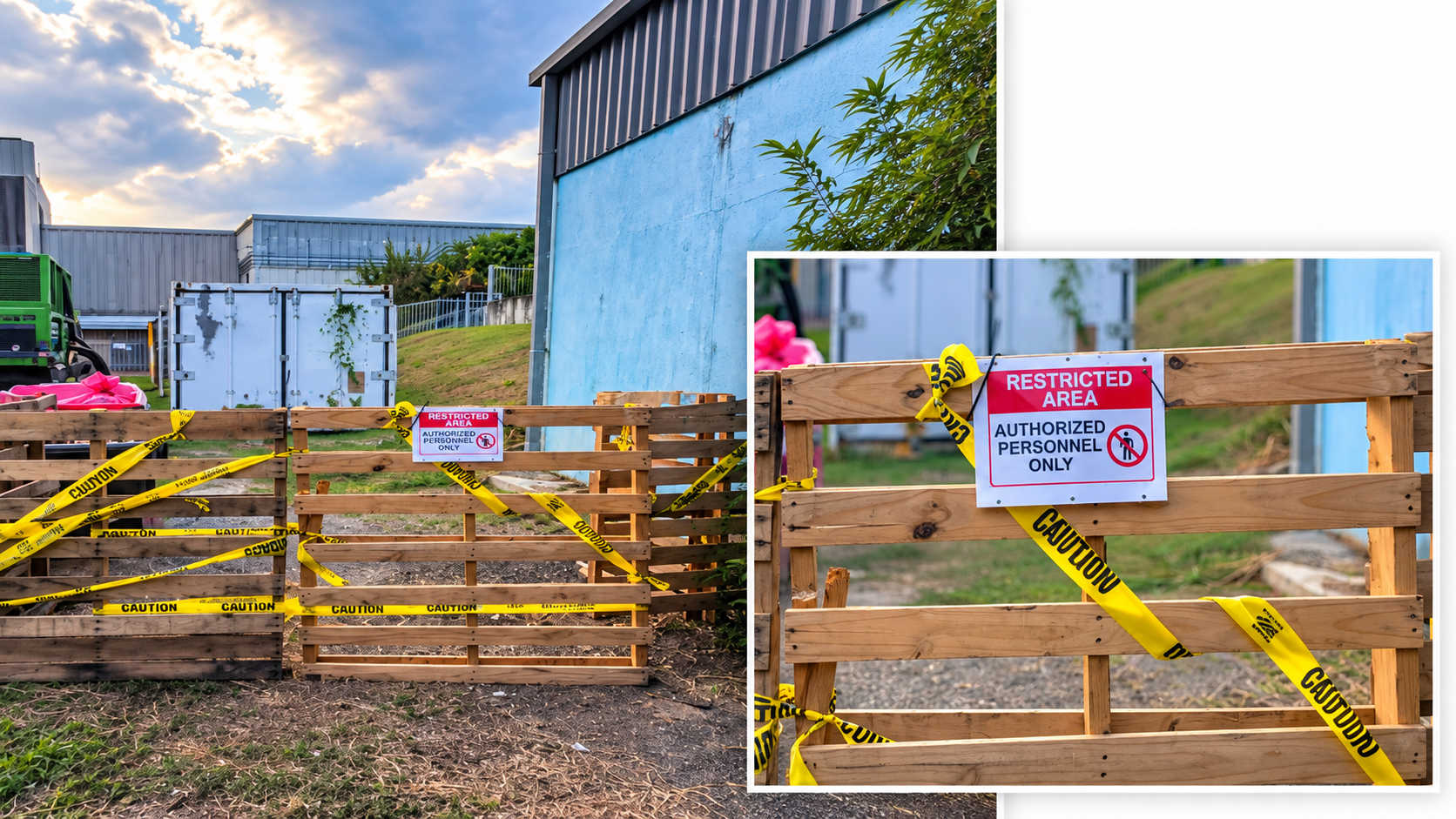 Photos supplied by JFL show restricted access to its medical-waste storage area. The hospital says a specialized vendor will begin collection October 7 as it works to resolve a longstanding disposal problem.