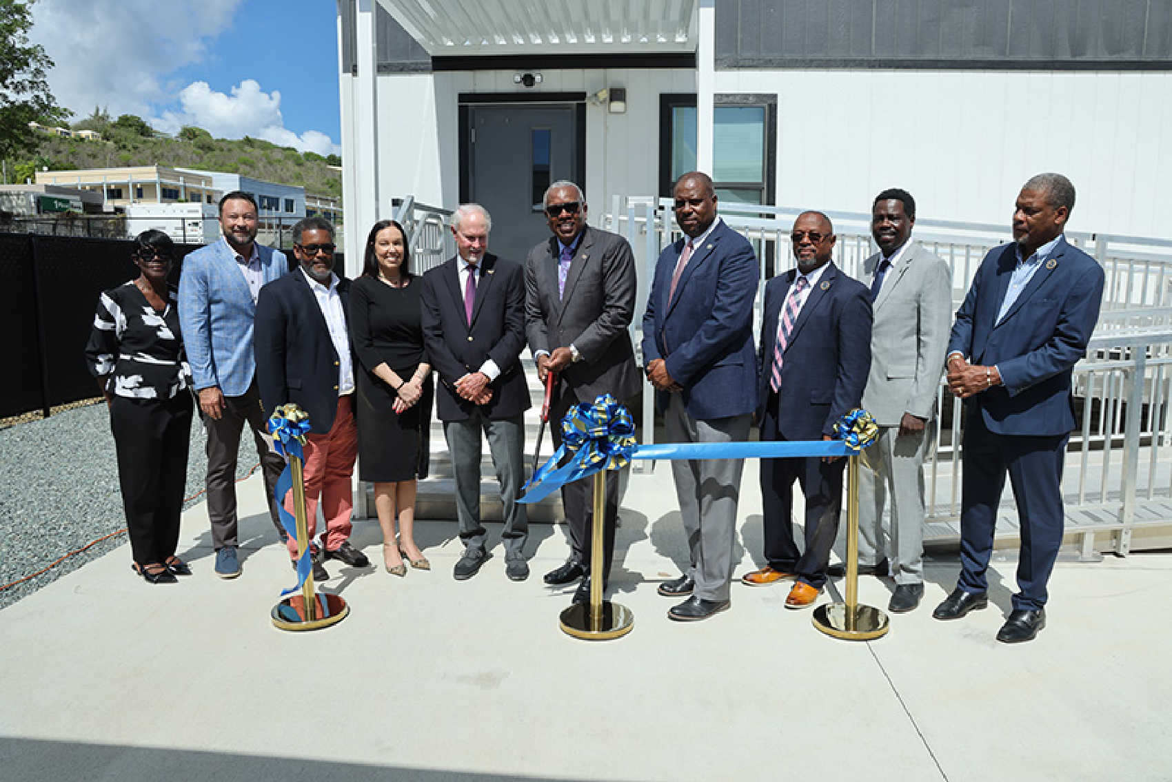 Officials cut the ribbon at St. Croix’s new modular morgue in Orange Grove on October 19, opening a facility designed for local autopsies and forensic examinations.