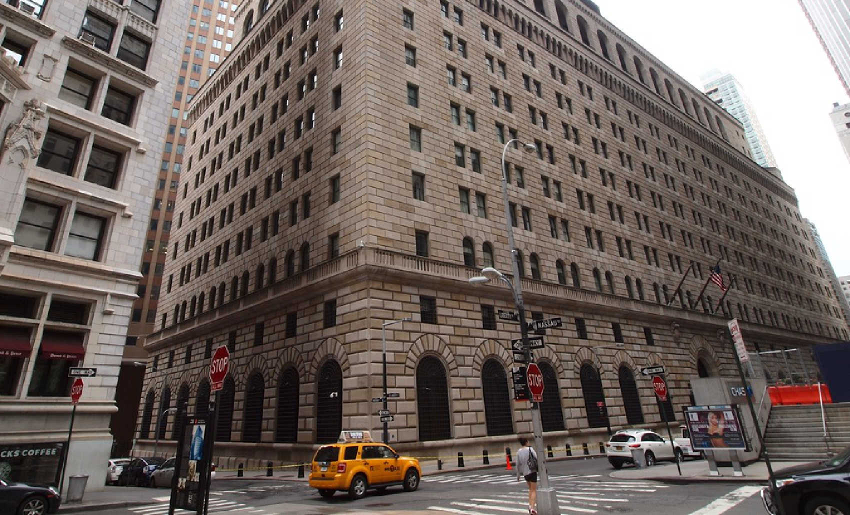 The Federal Reserve Bank of New York’s headquarters at 33 Liberty Street in Manhattan, partner in the 2026 Small Business Credit Survey aimed at expanding Virgin Islands participation.