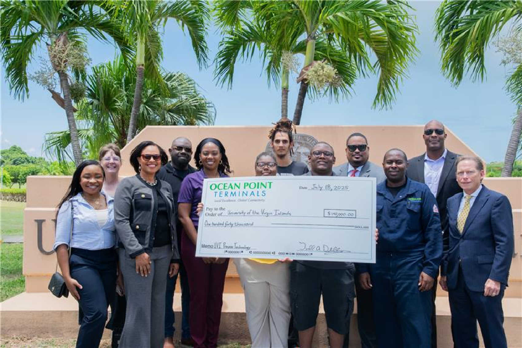 Ocean Point Terminals Contributes $140K to UVI Process Technology Program to Bolster Local Workforce Development