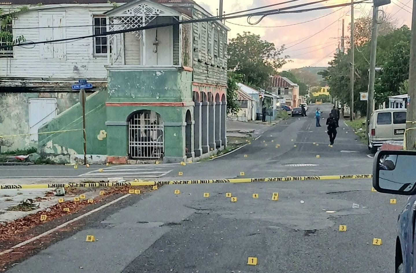 Scene of the early-morning shooting on in Frederiksted, St. Croix on May 9, 2026.