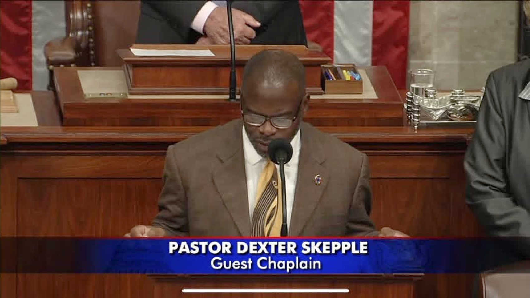 Pastor Dexter Skepple delivers the opening prayer in the U.S. House of Representatives on Sept. 17, 2026, during a Washington visit in which he also raised Virgin Islands concerns with House leaders.